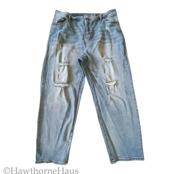 FASHION NOVA Gerrit Boyfriend Jeans Size 16 Blue Medium Wash Stretch Inseam 27" - Picture 4 of 10